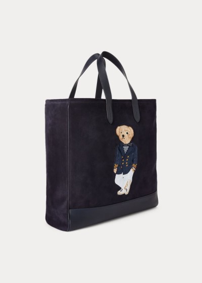 Bolsos De Mano Ralph Lauren Hombre Azul Marino - Suede Polo Bear - RXBKA7029